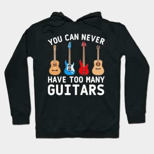 Guitar bass acoustic classic electric white text Hoodie